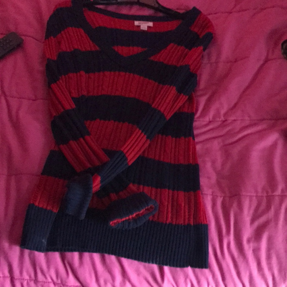 Blue and Red Knit Sweater Gently Used Size XL
